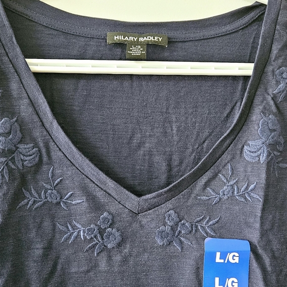 Hilary Radley blue embroidered long sleeve knit size large - Picture 3 of 5